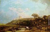 George Vicat Cole Cattle watering Windsor Castle beyond painting